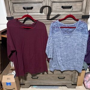 Torrid V-Neck Sweater Set in Burgundy and Blue